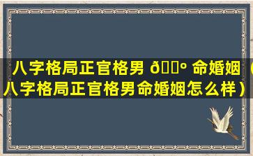 八字格局正官格男 🐺 命婚姻（八字格局正官格男命婚姻怎么样）